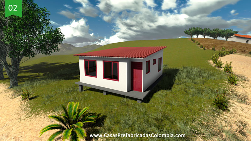 Render 3D Casa Prefabricada ejemplo 02